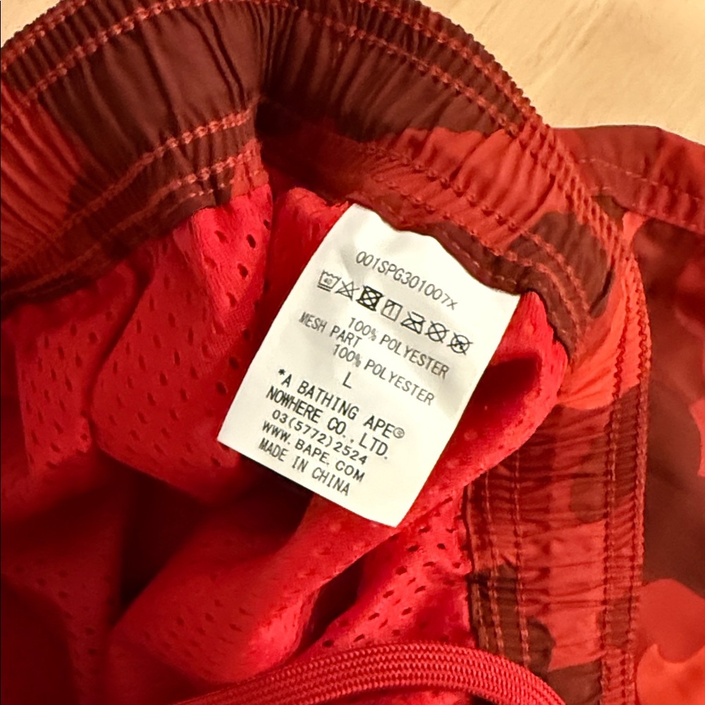Bape Red and Black Camo Board Shorts - Picture 5 of 6